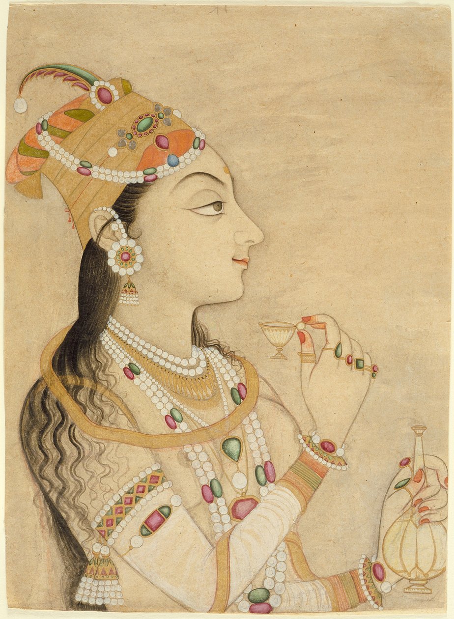 Nur Jahan mogul császárnő idealizált portréja alkotó: Mughal School
