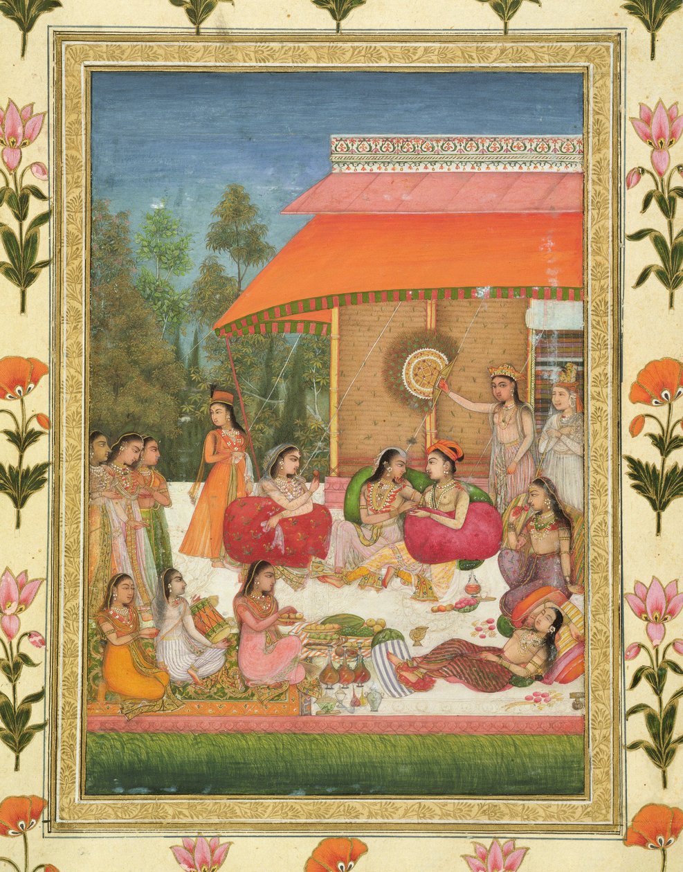 Hölgyek lakomáznak, a Small Clive albumból alkotó: Mughal School