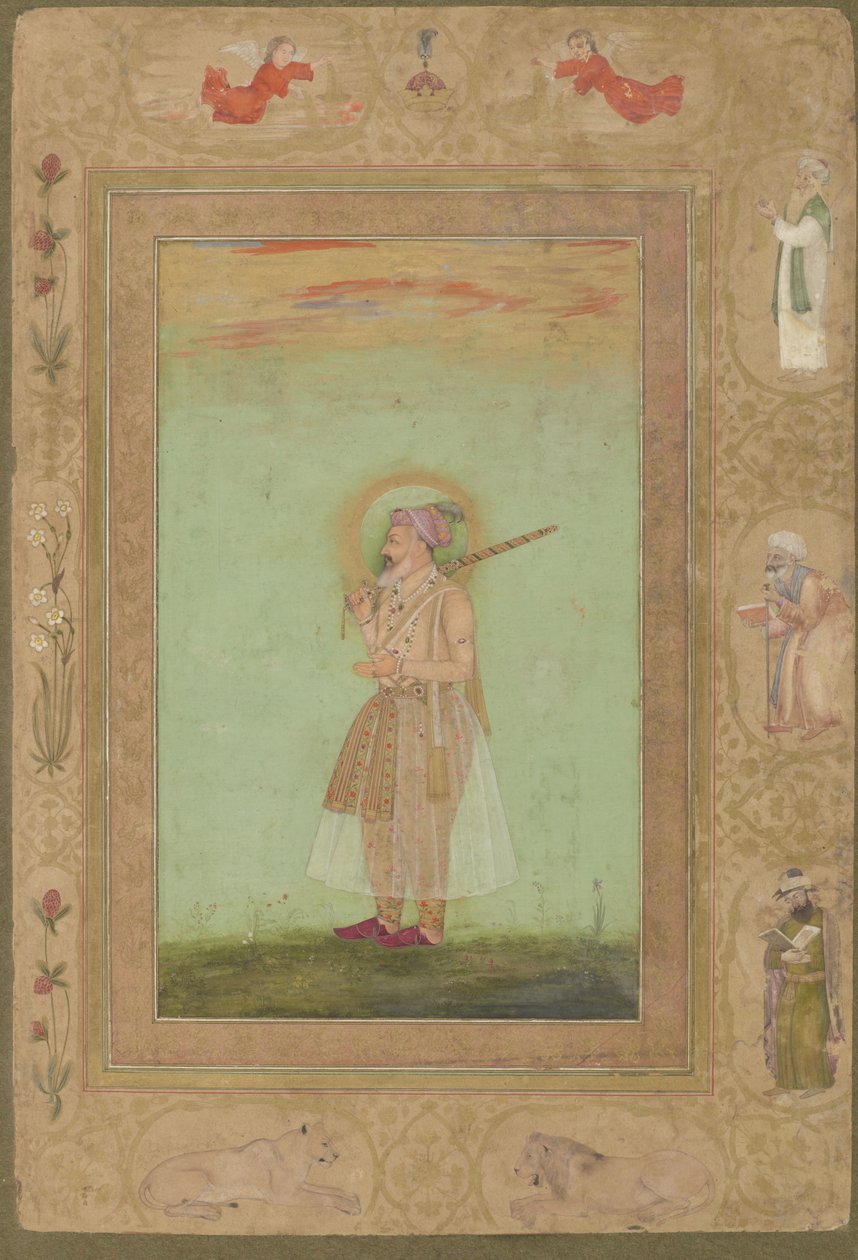 The Elderly Shahjahan, a néhai Shahjahan albumból, leválasztott kéziratos fólió, 1640-1660 alkotó: Mughal School