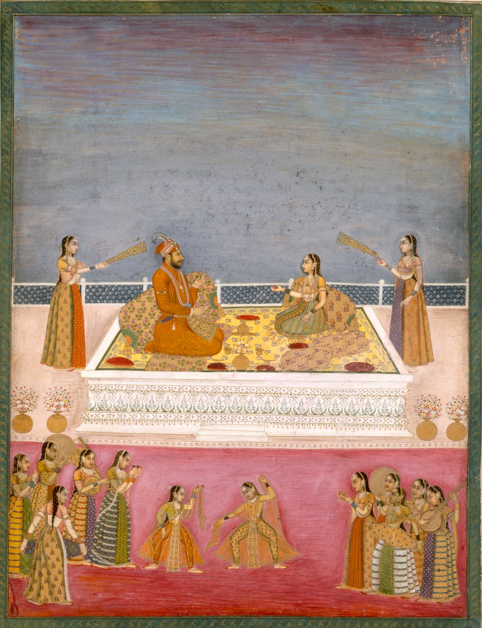 A fiatal Muhammad sah mogul császár egy nautch előadáson (1719-48), 1725 körül (átlátszatlan wc, papír) alkotó: Mughal School