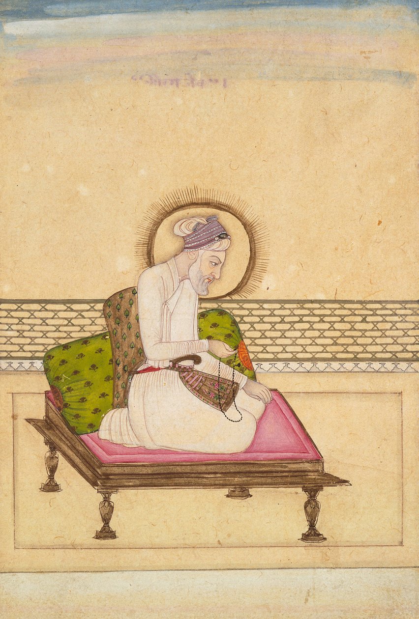 Aurangzeb császár, 1725 körül (átlátszatlan akvarell és arany papíron) alkotó: Mughal School