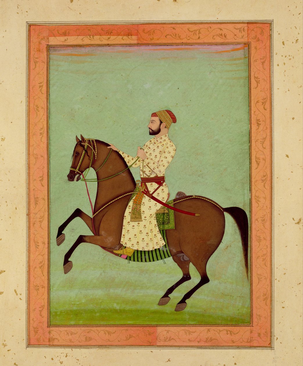 Egy mogul nemes lóháton, 1790 körül, a Large Clive Albumból alkotó: Mughal School