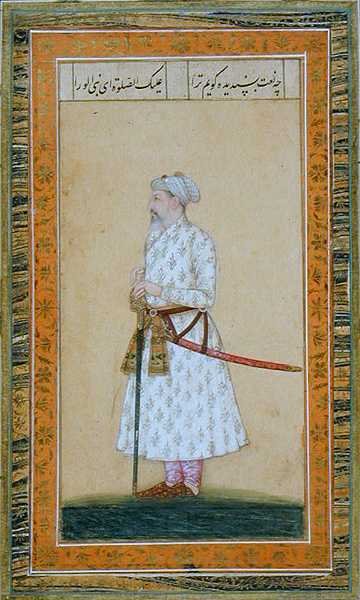 Kardot viselő herceg, a Small Clive Albumból (átlátszatlan akvarell papíron) alkotó: Mughal School
