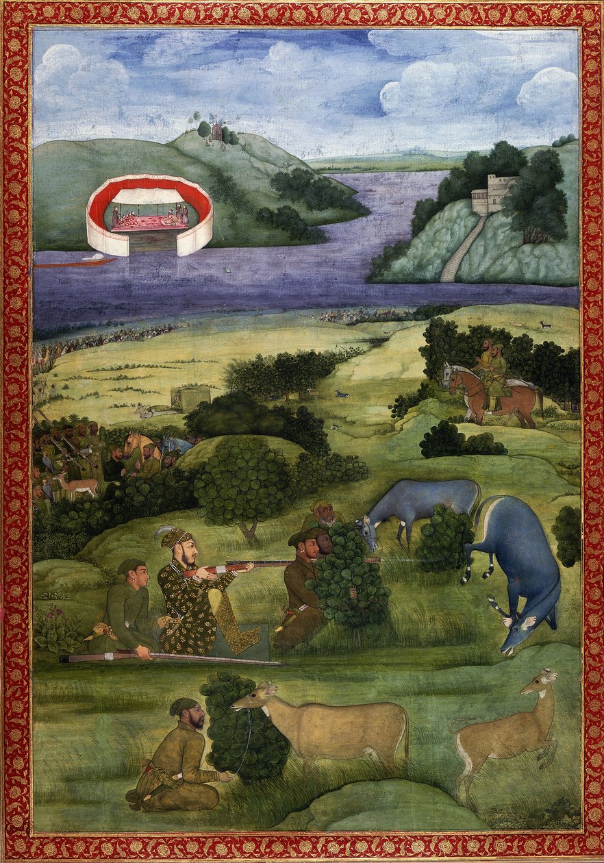 Blackbuckra vadászó herceg és társai, 1670-80 körül alkotó: Mughal School