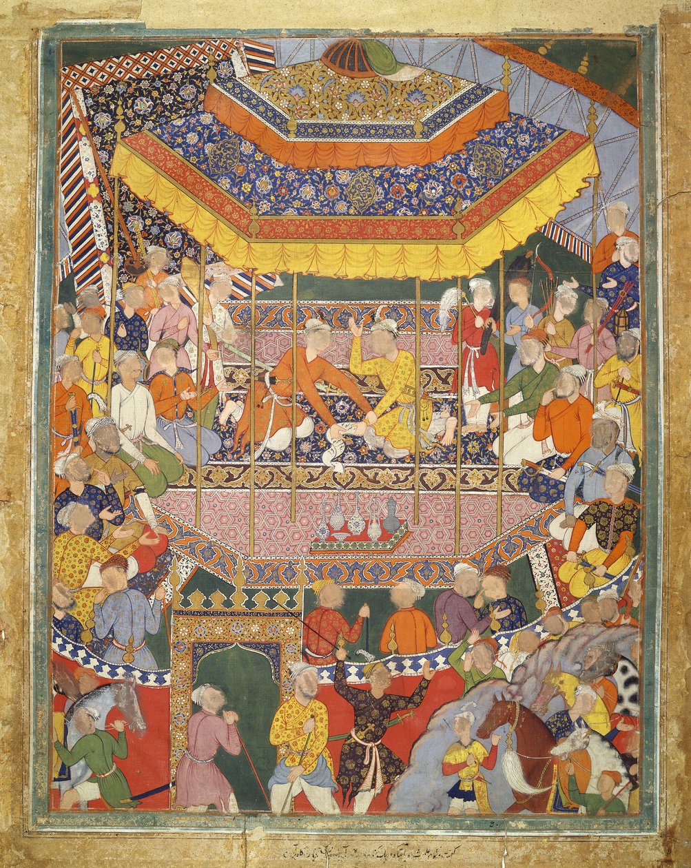 Alamshah Qubaddal beszélget, illusztráció a Hamza Namából, 1555-57 körül (testszín pamuton) alkotó: Mughal School