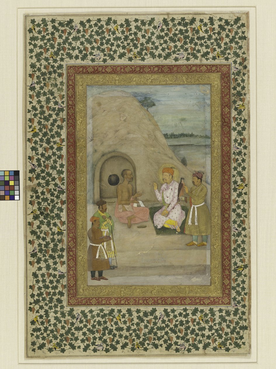 Akbar császár és Gosain Jadrup, fólió a szentpétervári Muraqqa-ból, 1625-30 alkotó: Mughal School