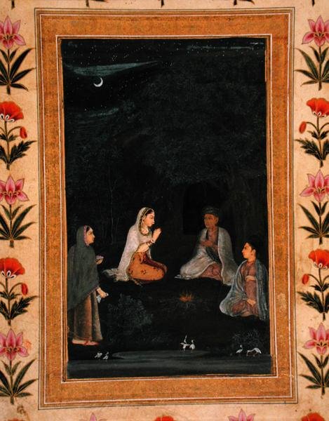 Hölgy éjszaka ashramban látogat, a Small Clive Albumból alkotó: Mughal School