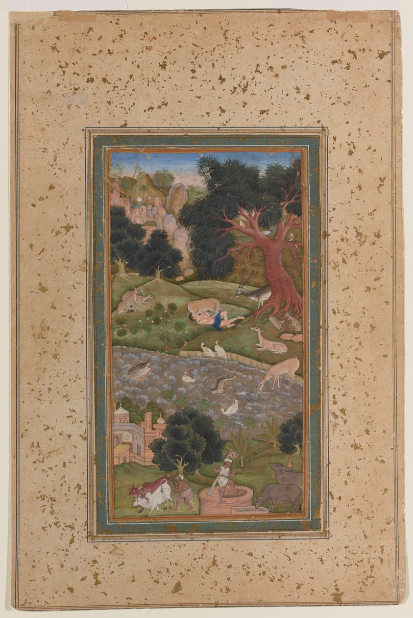 Majnun a vadonban, 1600 körül (átlátszatlan akvarell papíron) alkotó: Mughal School