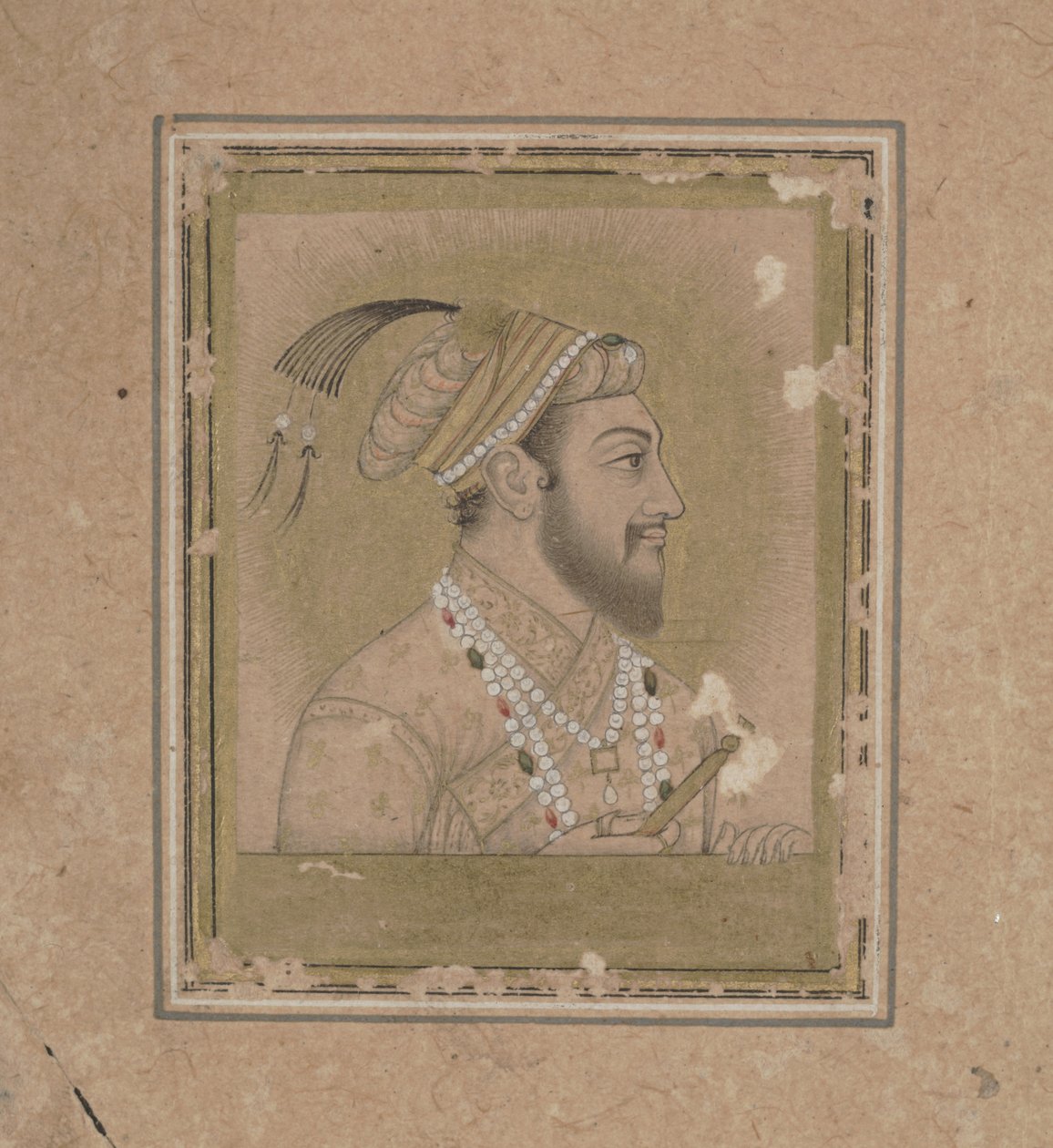 Shah Jehan portréja, 17. század körül (akvarell és arany tus) alkotó: Mughal School