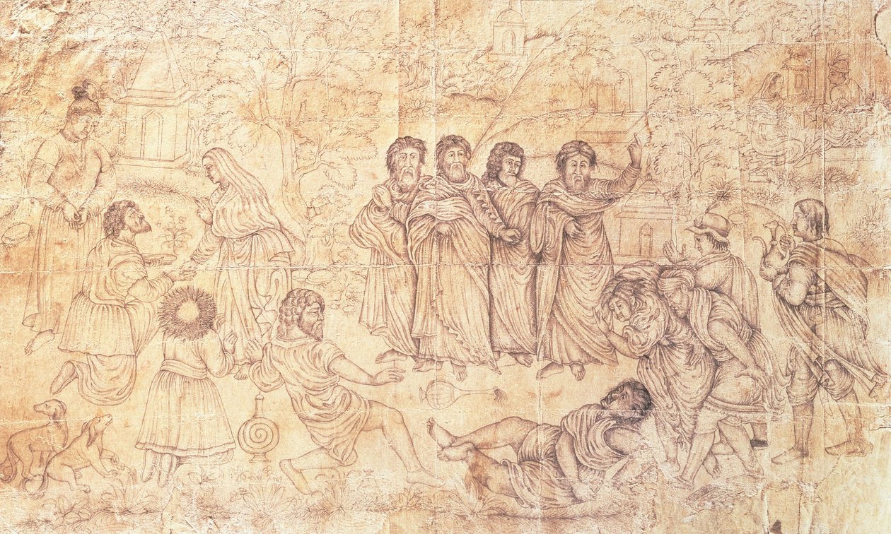 Ananias halála, 1650-1680 körül alkotó: Mughal School