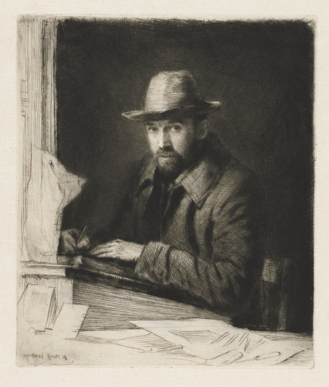 A művész portréja kalapban, 2. sz. alkotó: Muirhead Bone