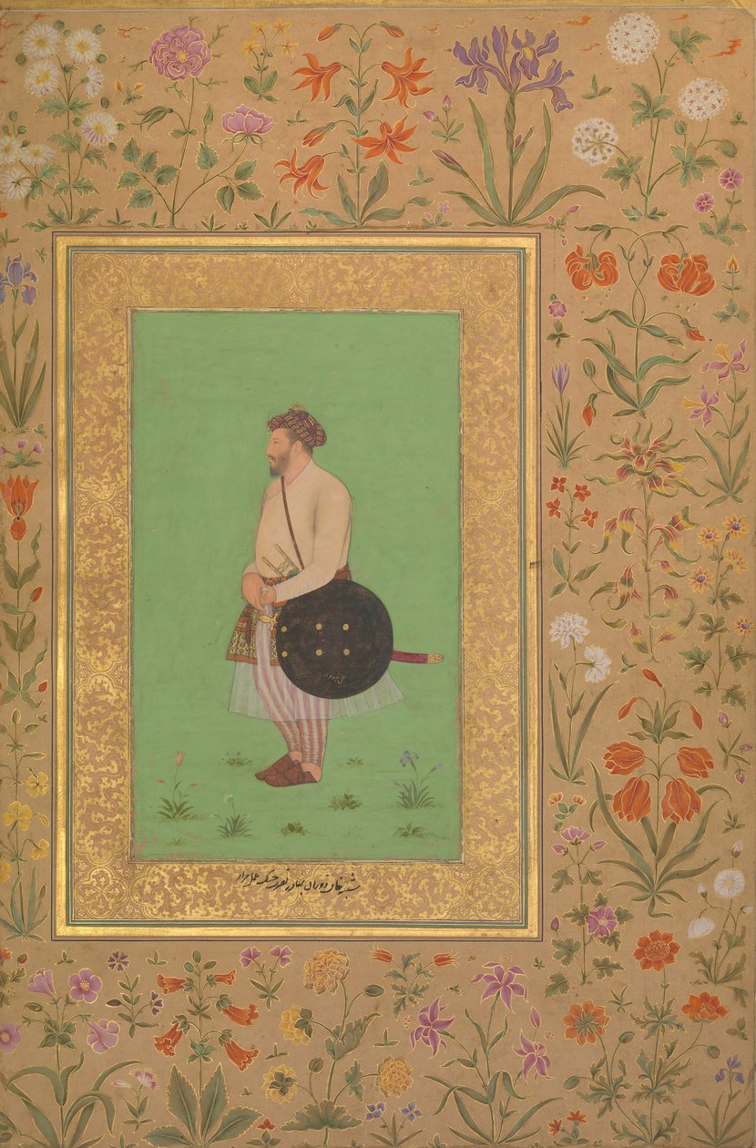 Khan portréja Bahadur Nusrat Jung idején, Folio a Shah Jahan albumból, Verso: Ka. 1640. alkotó: Murad