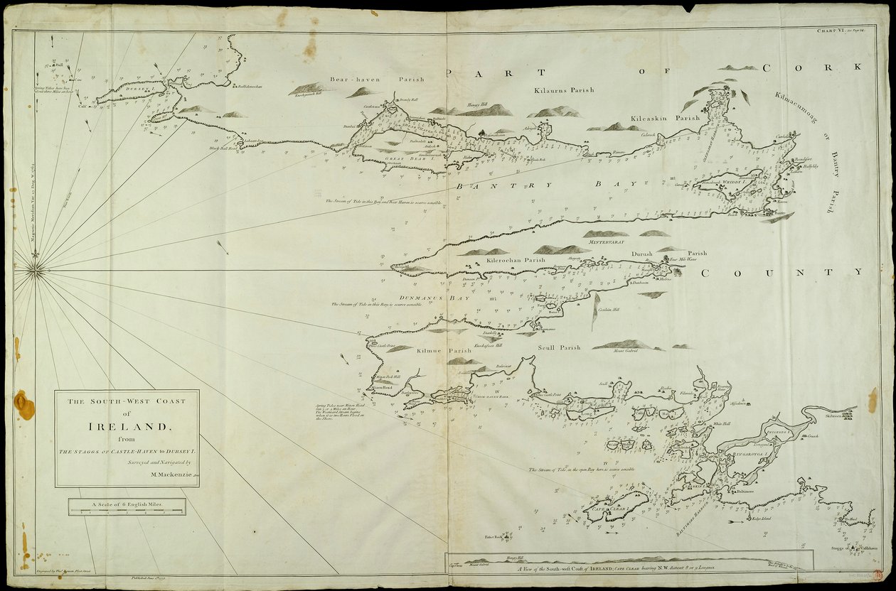 Írország délnyugati partvidéke a Castle Haven-i Staggstól Dursey I-ig. 1775-ben M. Mackenzie Sen. által felmérve és navigálva. alkotó: Murdoch & Bowen Thomas Senior (fl.1775) Mackenzie