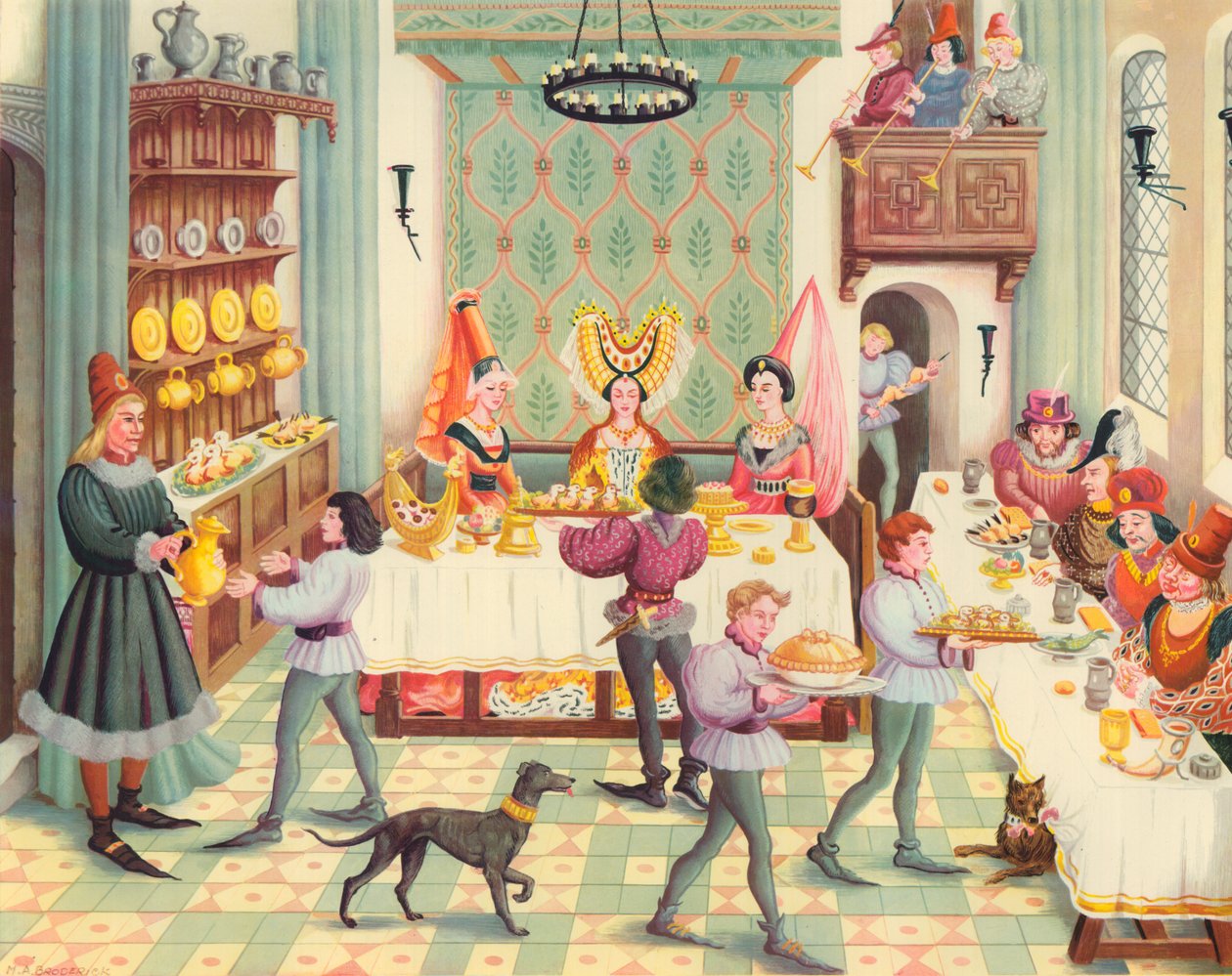 Női étkező (színes litográfia) alkotó: Muriel Broderick