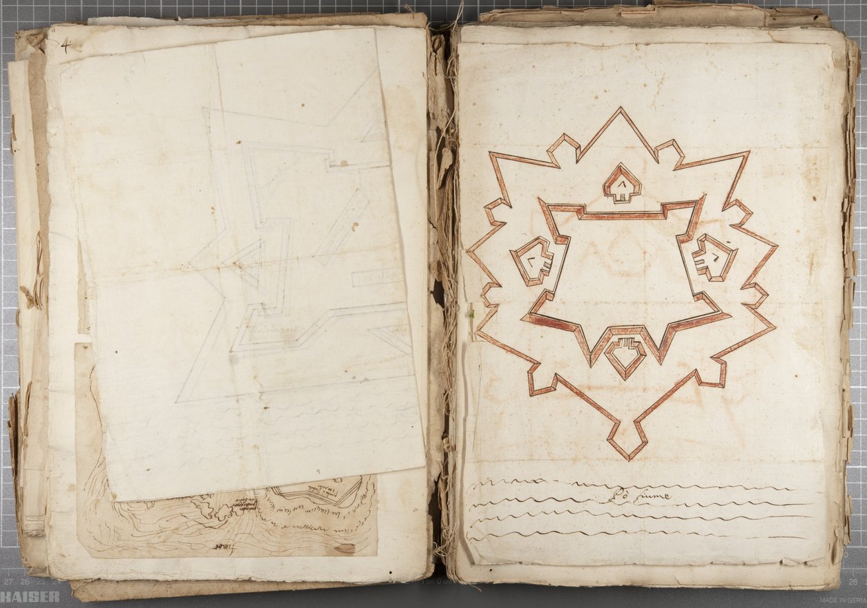 Portfólió Mutio Oddi, Urbino és mások rajzaiból – Po Fume, 1635-40 körül (toll és tinta papíron, bekötött kötetben) alkotó: Muzio Oddi