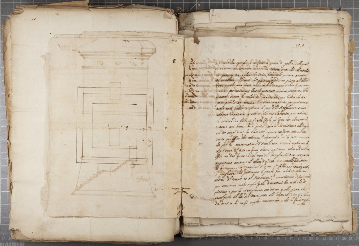 Portfólió Mutio Oddi (Urbino és mások) rajzaiból, 120. o., 1635-40 körül (toll és tinta papírra bekötött kötetben) alkotó: Muzio Oddi