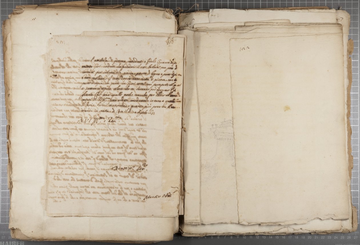 Portfólió Mutio Oddi, Urbino és mások rajzaiból, 120. o., verso, 1635-40 körül (toll és tinta papírra bekötött kötetben) alkotó: Muzio Oddi