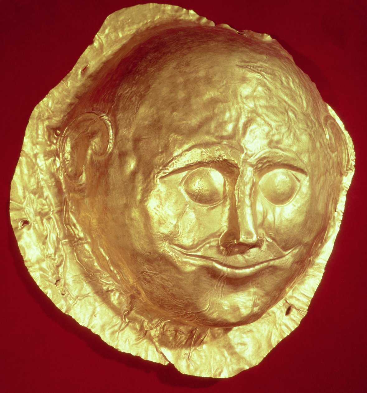 Halotti maszk az A sírkör IV. sírjából, Mükéné, ie 1580-1550 körül (arany) alkotó: Mycenaean