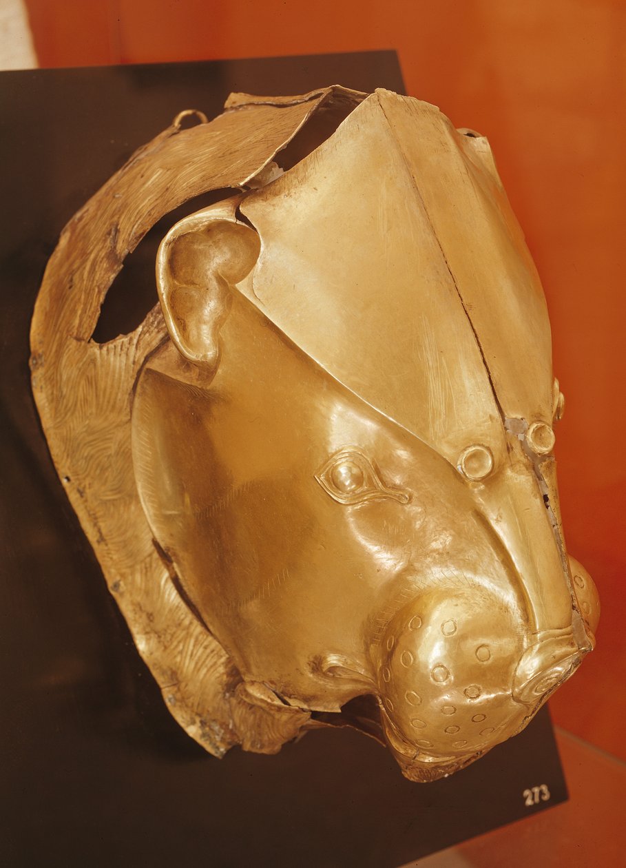 Oroszlánfejes rhyton, az A sírkörből, Mükéné, Kr.e. 16. század körül (arany) (lásd még 151130) alkotó: Mycenaean