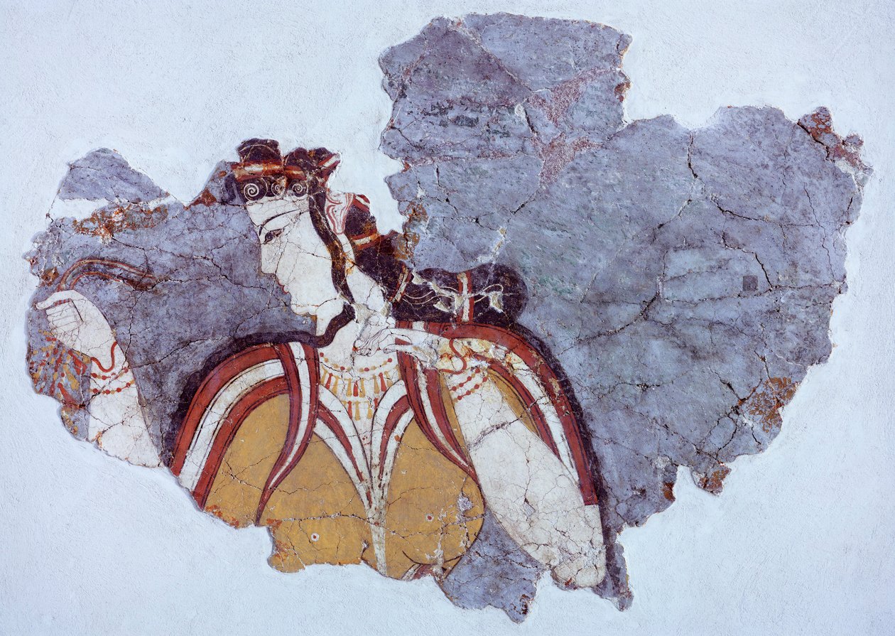 Udvarhölgy, freskó a Mükénei palotából (Görögország), Mükénei civilizáció alkotó: Mycenaean