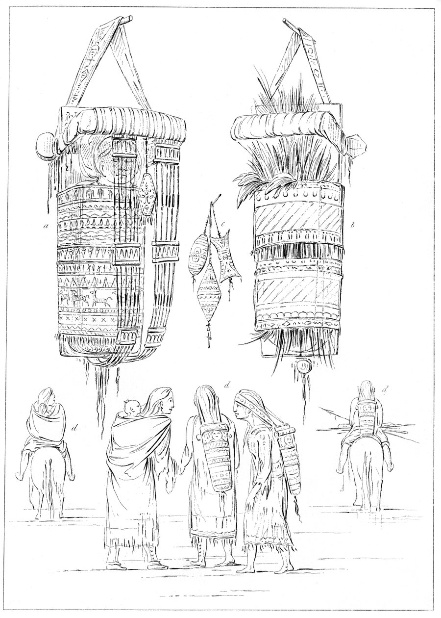 A sziú bölcső és a gyermekhordozás módjai, 1841. alkotó: Myers and Co