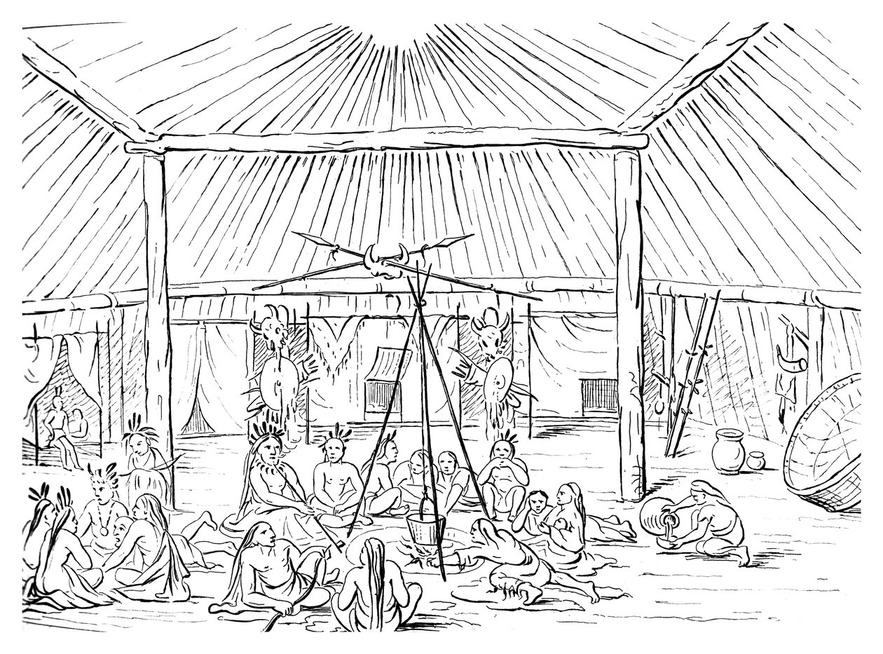 Egy Teepee belseje, 1841. alkotó: Myers and Co