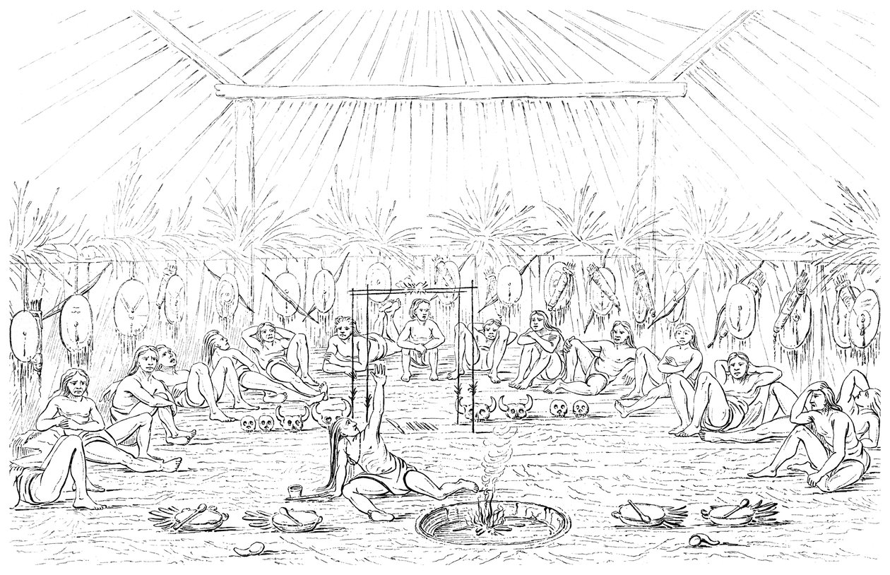 Medicine man and teepee enteriőr, 1841. alkotó: Myers and Co