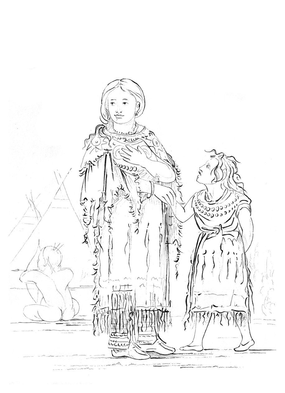 Amerikai indián nő és gyermek, 1841. alkotó: Myers and Co