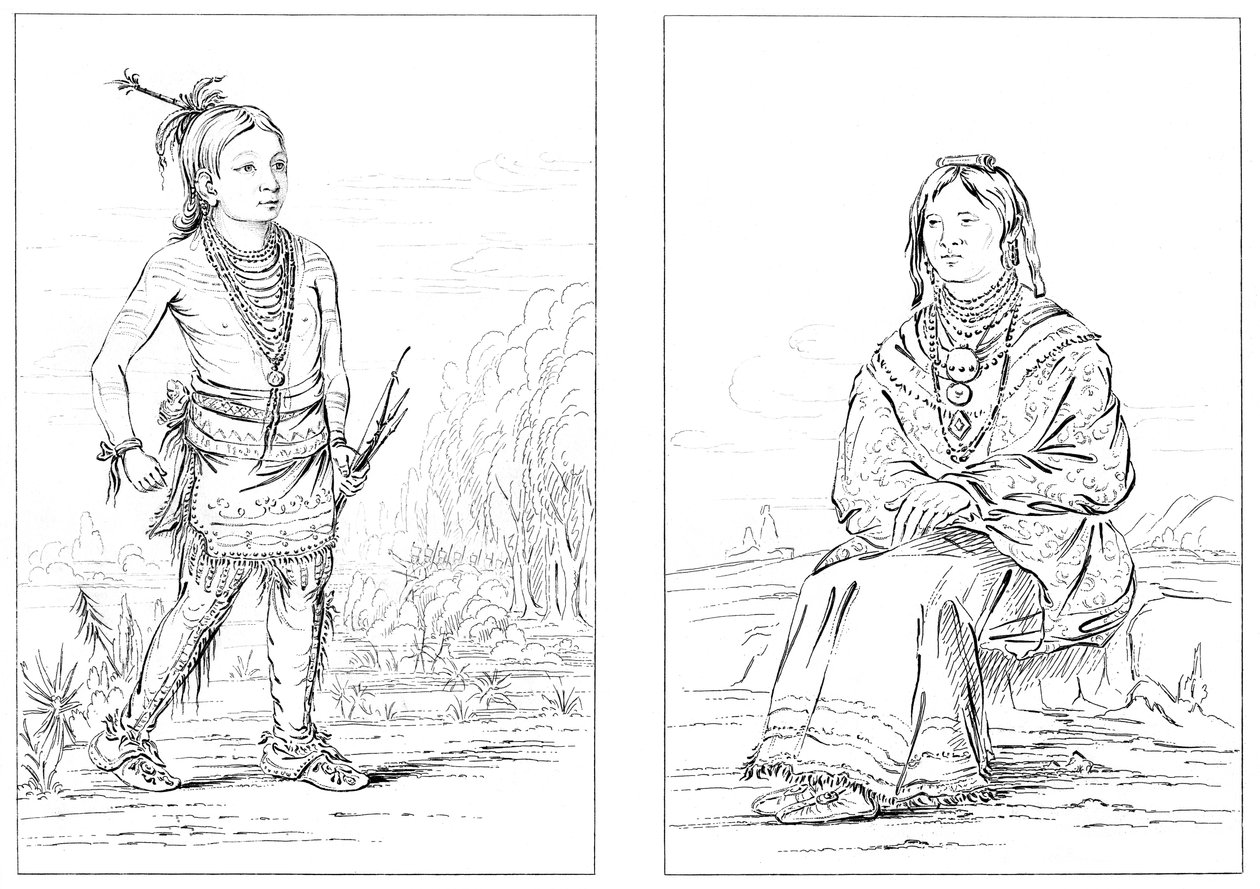 Amerikai őslakosok, északnyugati határ, 1841. alkotó: Myers and Co