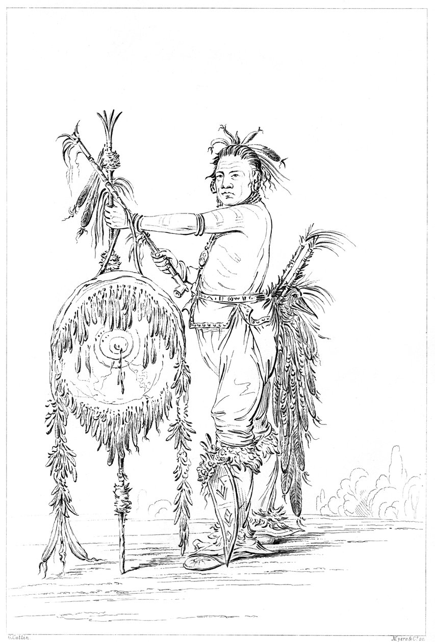 Sac or Fox brave, Rock Island, Felső-Mississippi, 1841. alkotó: Myers and Co