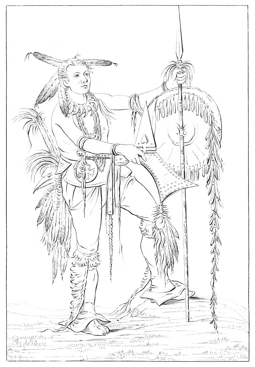 Sac or Fox brave, Rock Island, Felső-Mississippi, 1841. alkotó: Myers and Co