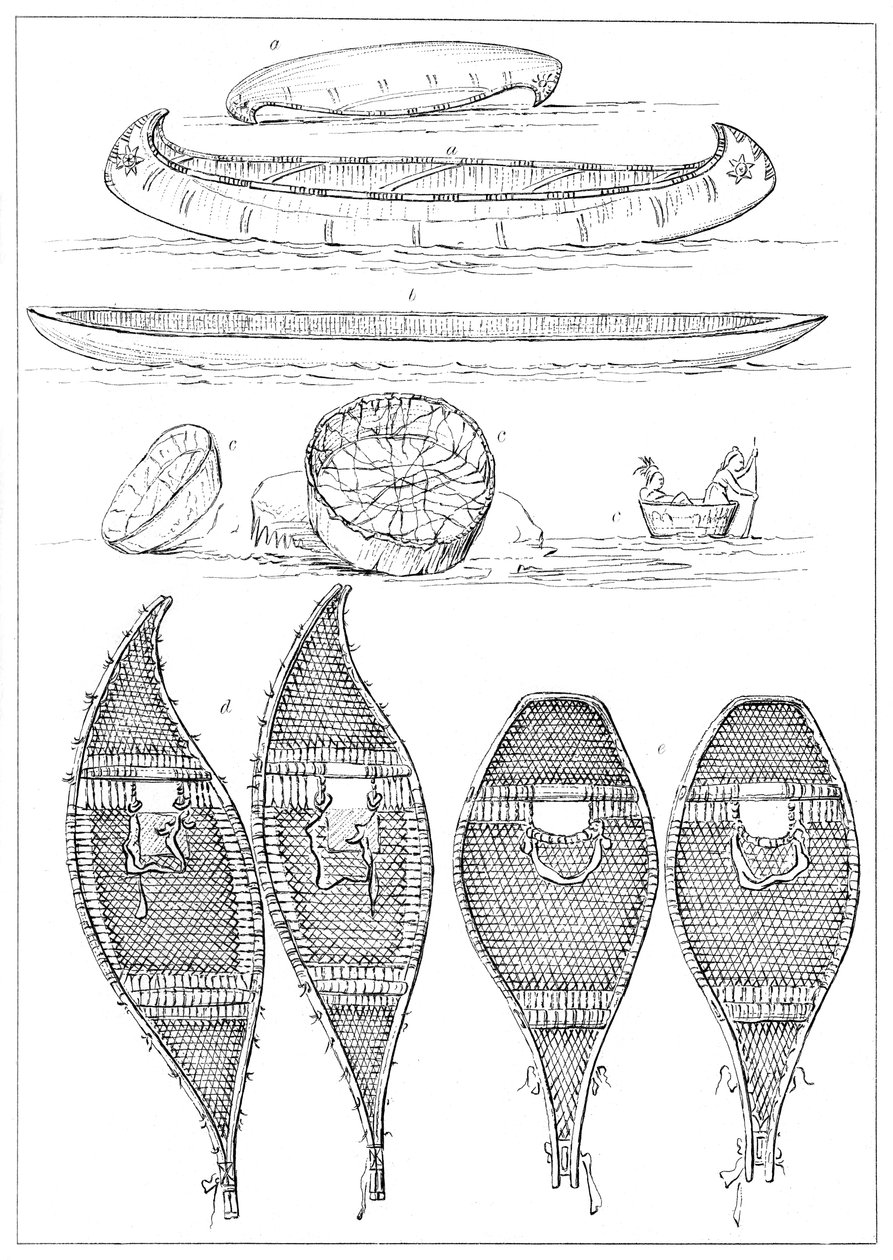 Sioux kenuk és Chippewa hótalpok, 1841. alkotó: Myers and Co