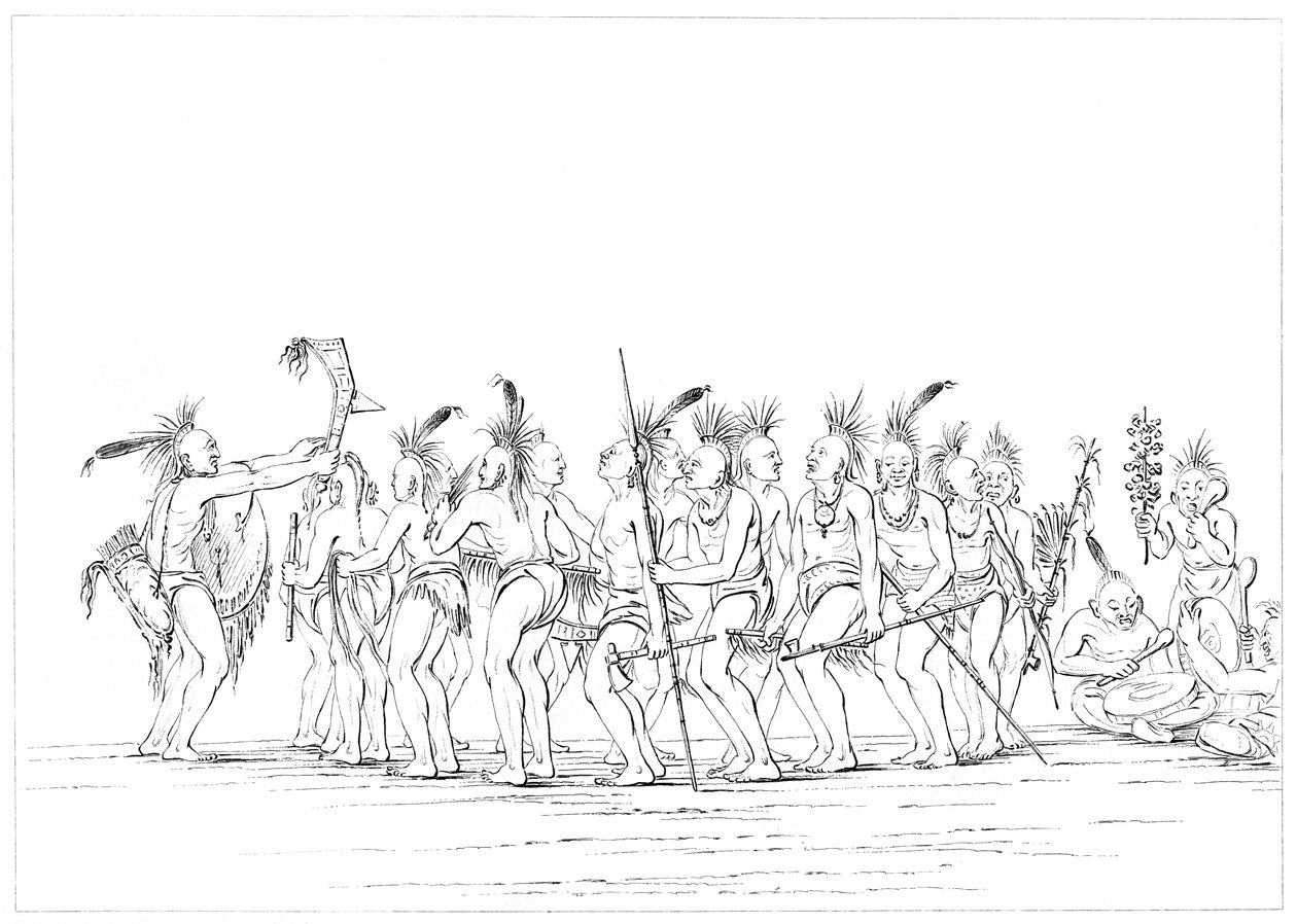 Rabszolgatánc, Sac and Fox, Rock Island, Felső-Mississippi, 1841. alkotó: Myers and Co