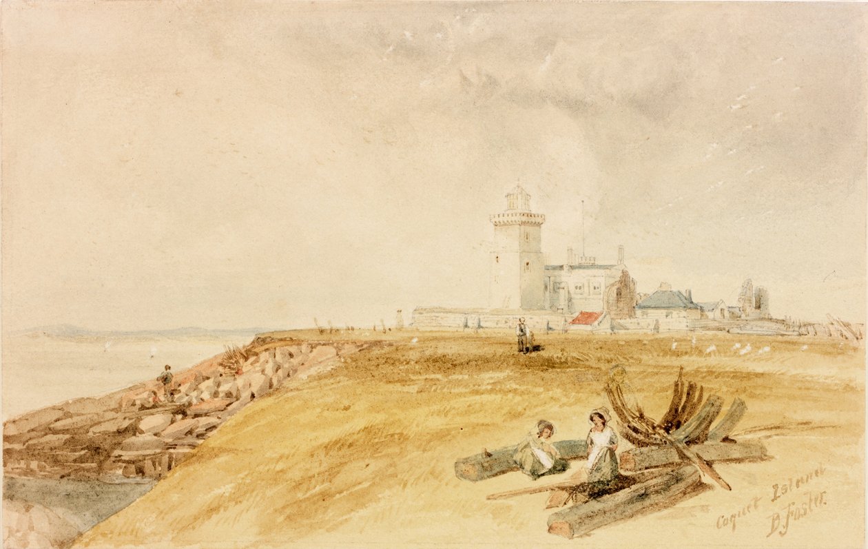Coquet Island (ceruza és akvarell papíron) alkotó: Myles Birket Foster