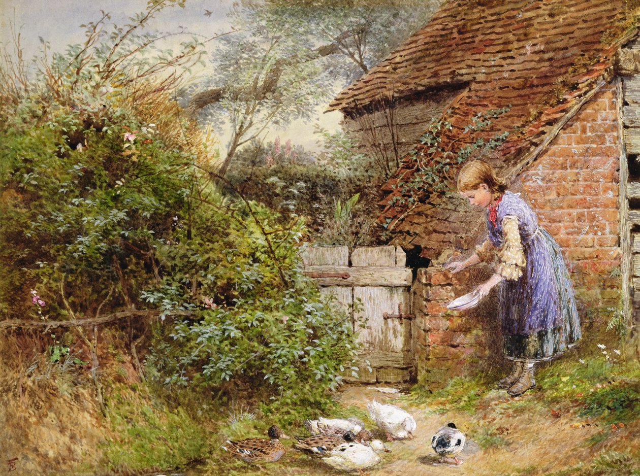 A kacsák etetése alkotó: Myles Birket Foster