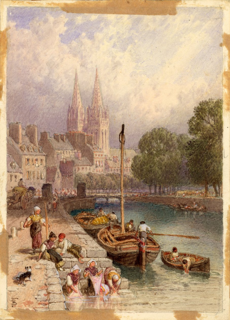 Quimper, Bretagne (ceruza és akvarell a kártyán) alkotó: Myles Birket Foster