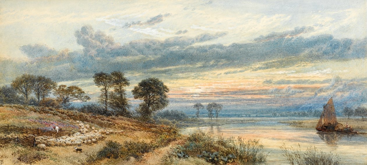 Naplemente a folyó felett (wc papíron) alkotó: Myles Birket Foster