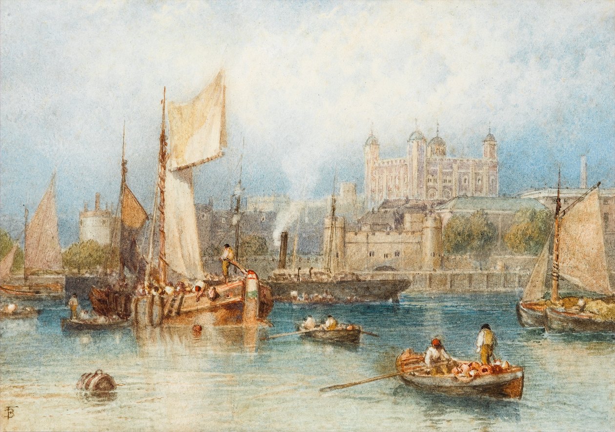 A londoni Tower a Temzétől (wc papíron) alkotó: Myles Birket Foster