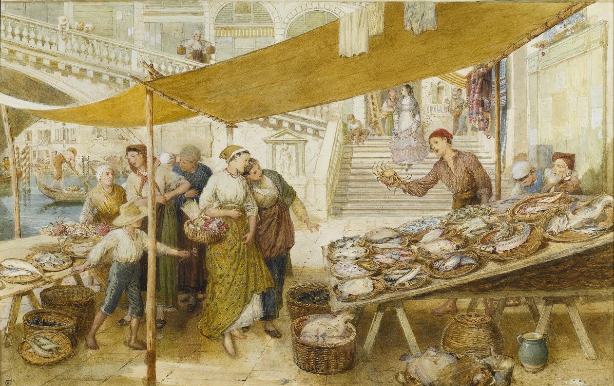 A halpiac a Rialto -híd lépcsőjén alkotó: Myles Birket Foster