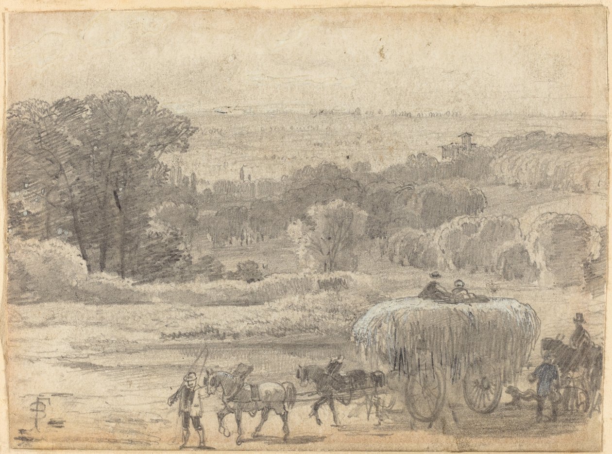 Esti táj szénás kocsival alkotó: Myles Birket Foster