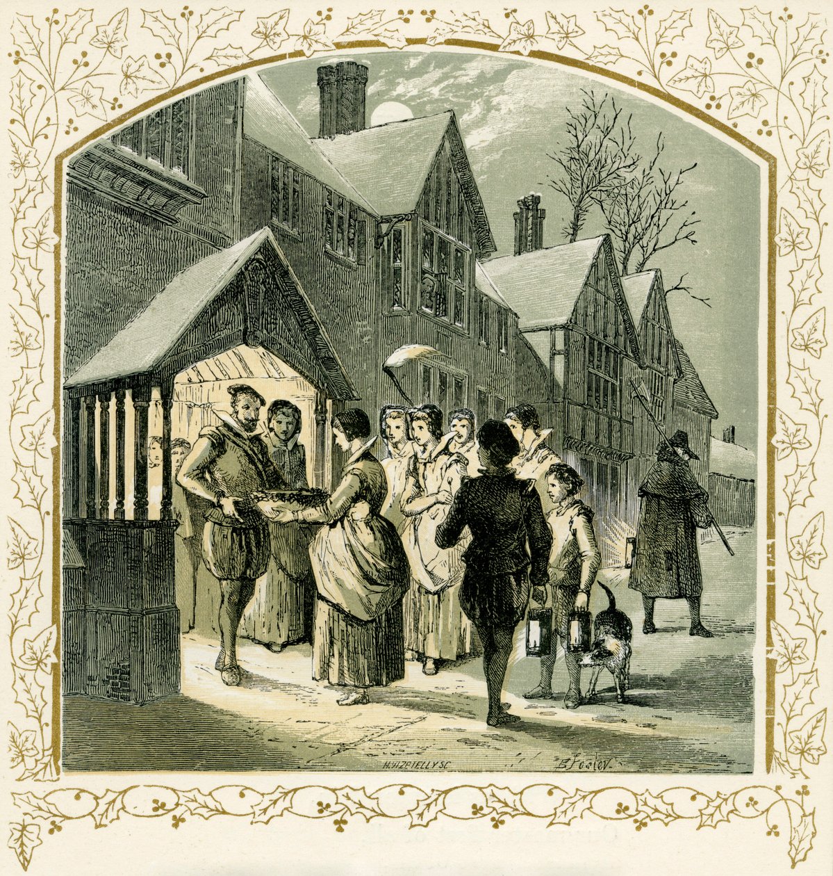 „Carol egy wassail tálhoz” – illusztráció: Birket Foster alkotó: Myles Birket Foster