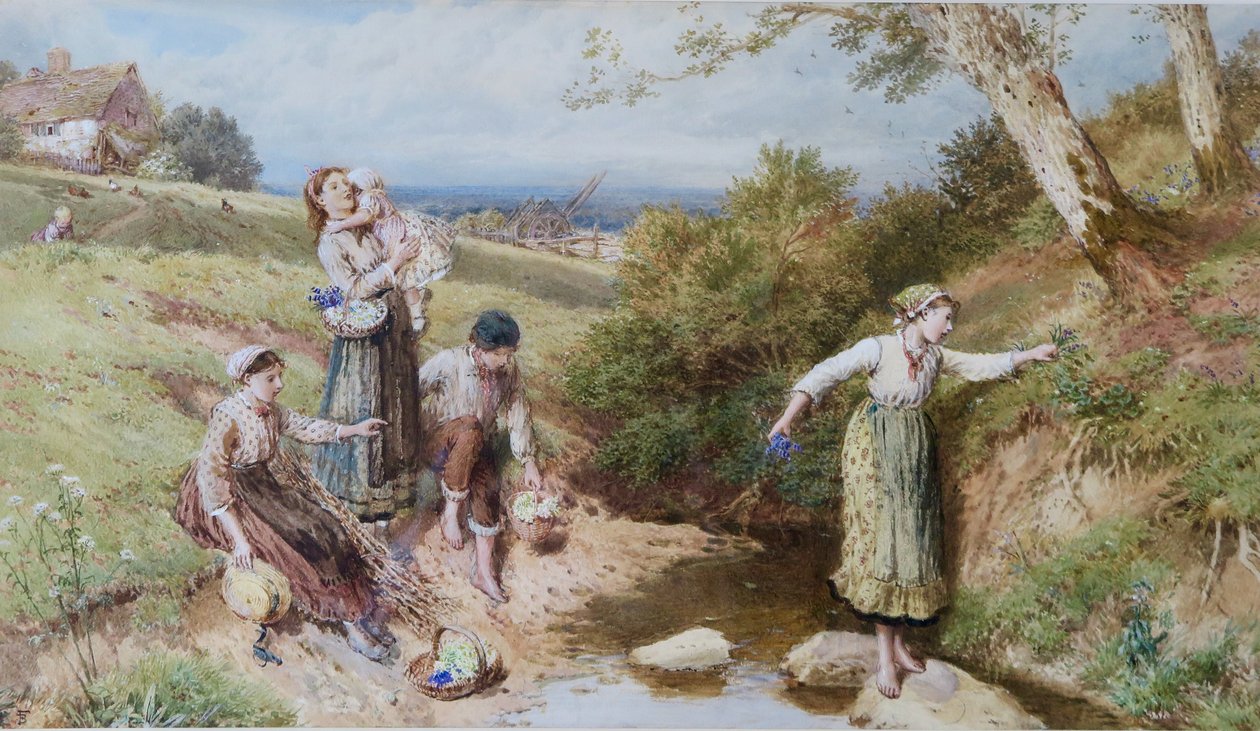 Primrózák és tavaszi virágok gyűjtése alkotó: Myles Birket Foster