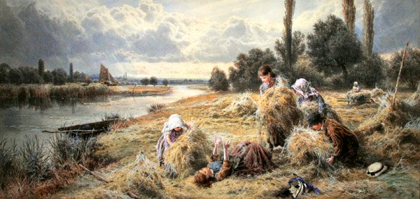 Szénakészítők (akvarell papíron) alkotó: Myles Birket Foster