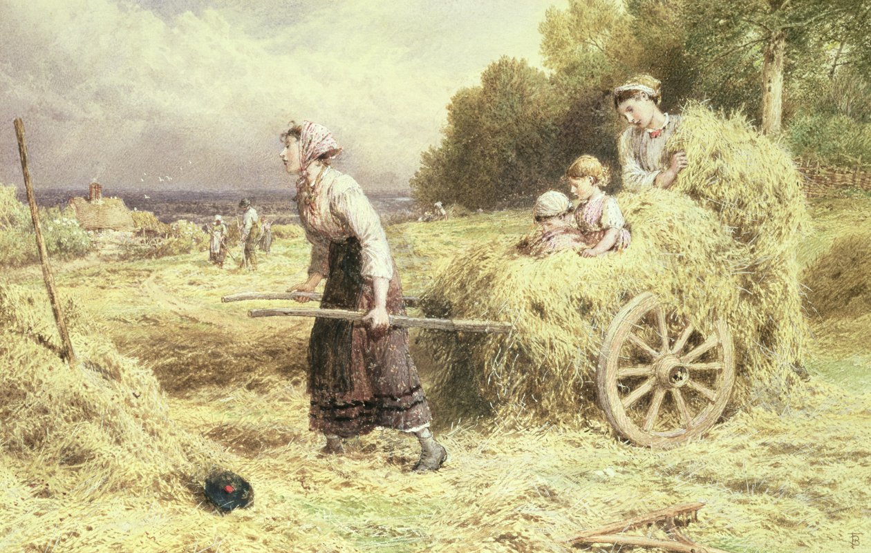 Haytime, 1860 körül (akvarell és testfesték papíron) alkotó: Myles Birket Foster