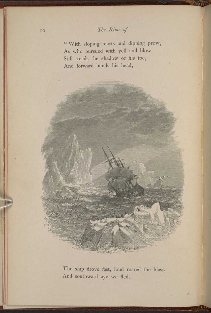 Illusztráció a 10. oldalon Samuel Taylor Coleridge "The Rime of the Ancient Mariner" című művéből alkotó: Myles Birket Foster