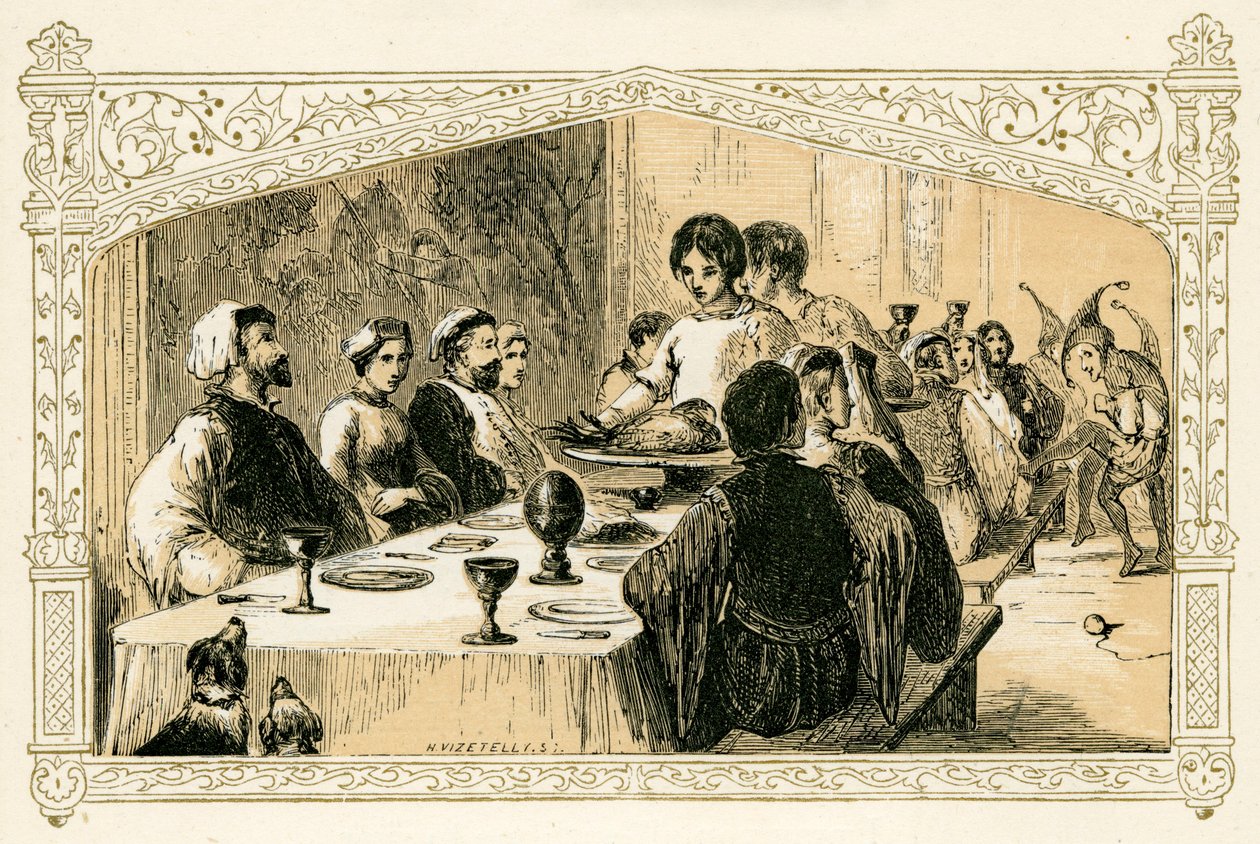 Középkori karácsonyi ünnep alkotó: Myles Birket Foster
