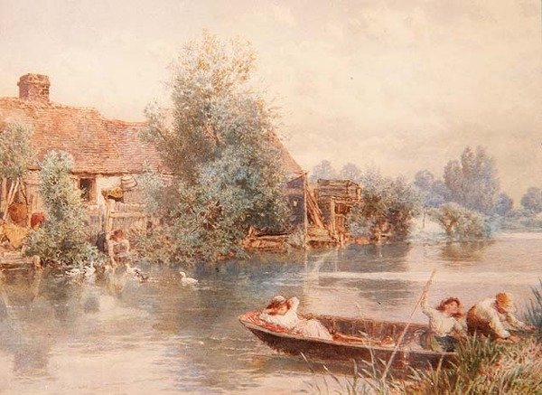 Messing About on the River (akvarell) alkotó: Myles Birket Foster