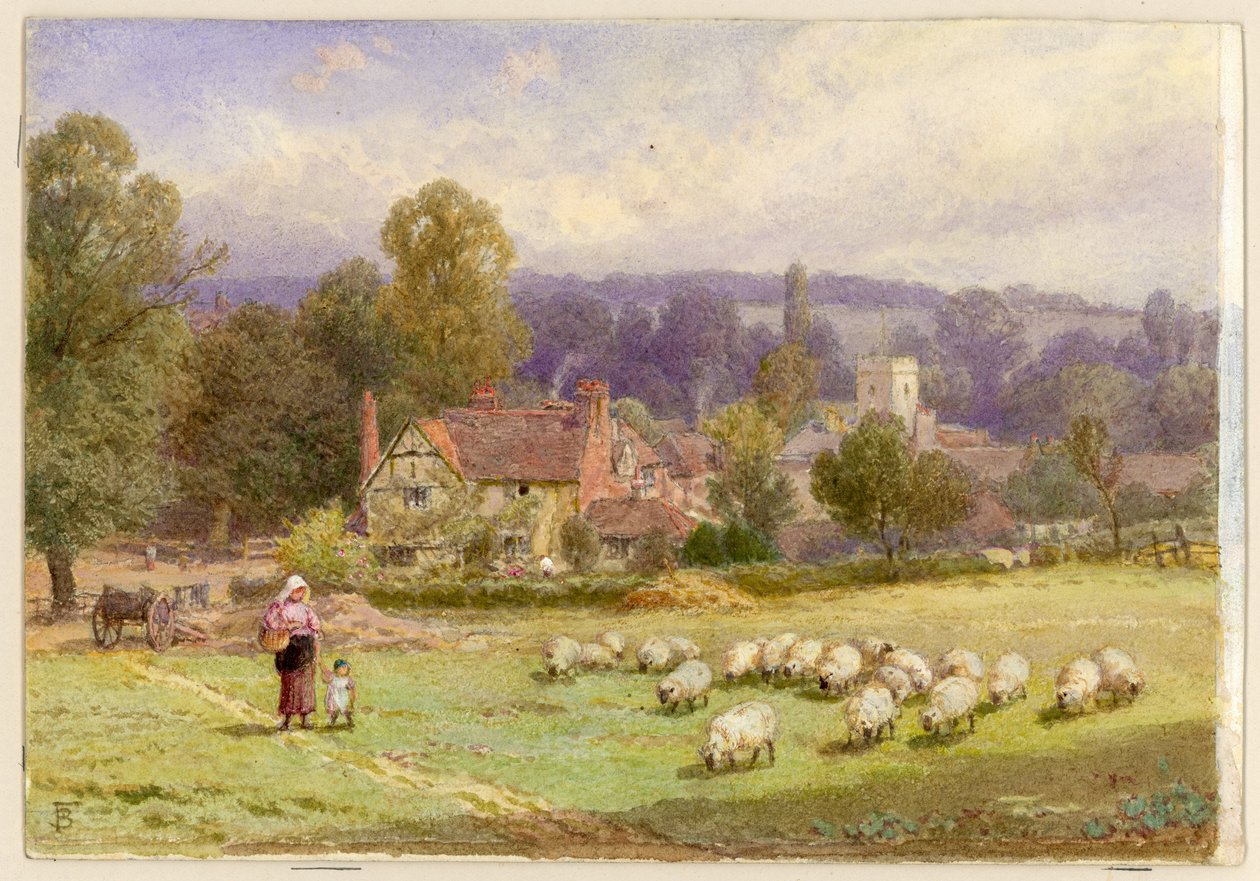 Milton háza, Chalfont St Giles, Bucks (testszín) alkotó: Myles Birket Foster