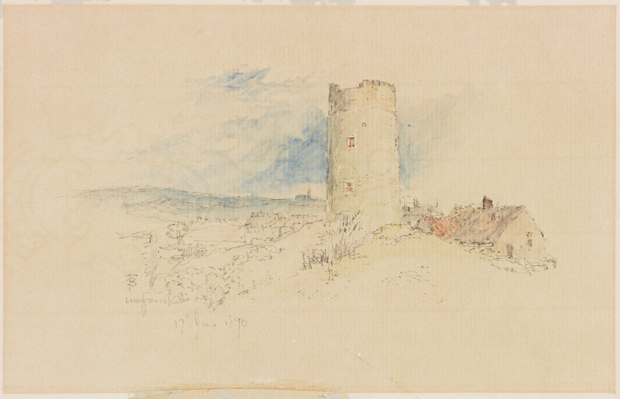 Old Windmill on Windmill Hills, Gateshead (ceruza és akvarell papíron (táblára ragasztva)) alkotó: Myles Birket Foster