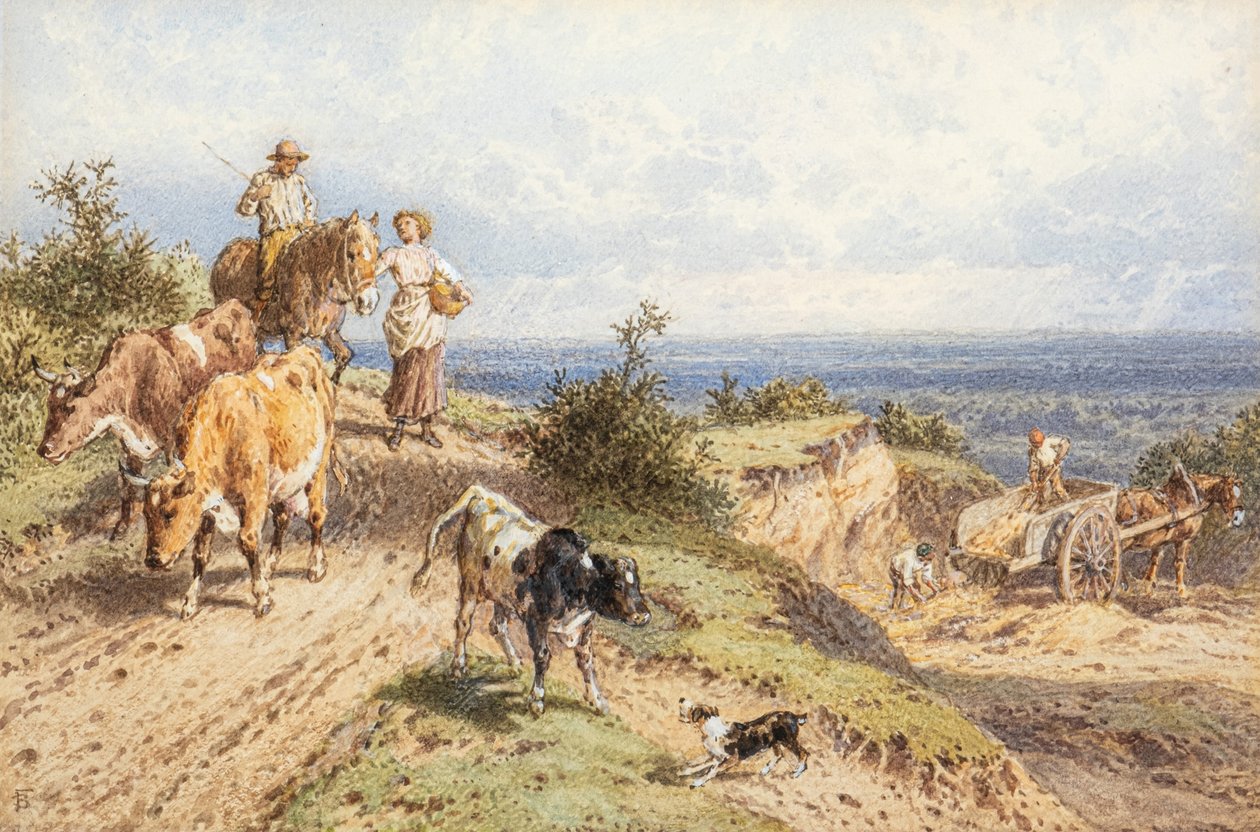 Hazatérés (akvarell) alkotó: Myles Birket Foster